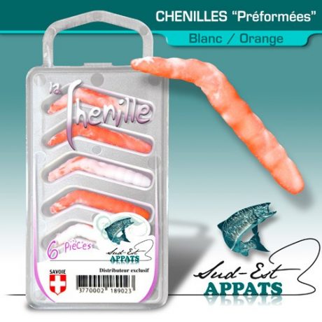 Chenilles par 6 - couleur BLANC ORANGE